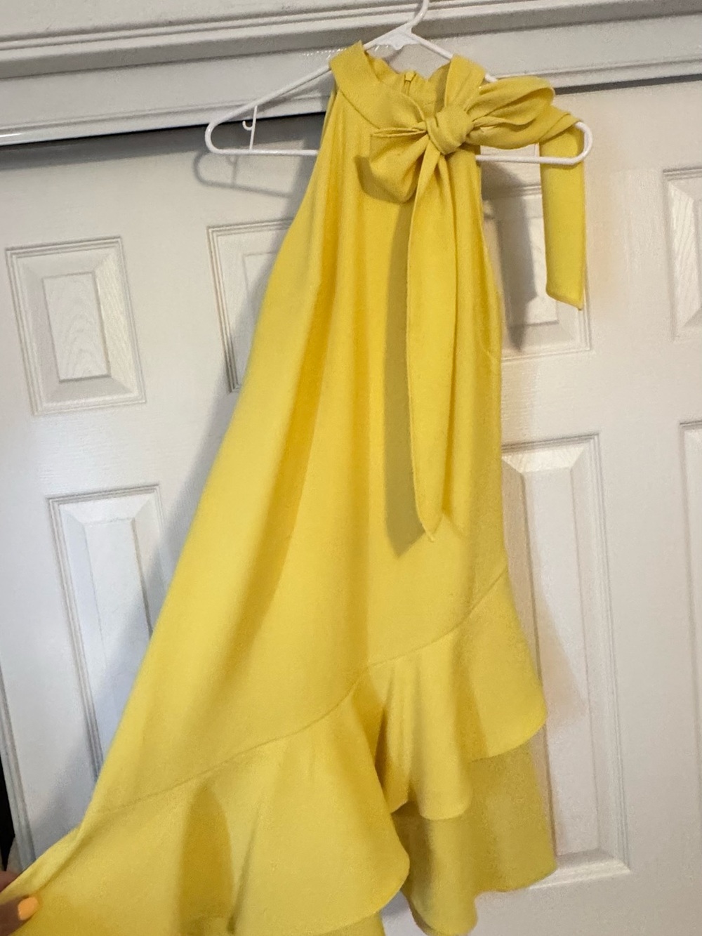 Gianni Bini Yellow Bow Halter Ruffle Dress